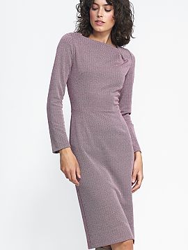 Daydress Nife  Elegant dress made of a nice-to-touch fabric with pleats at the neckline. Unlined dress, fastened with a covered zipper. The dress perfectly
