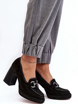 Block heel pumps Step in style  Women\'s pumps are made of high-quality natural leather. Set on a platform and a massive heel in the form of a post. Soft leather insole wil