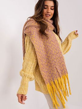 Shawl AT  This long scarf with a geometric pattern is the perfect addition to your fall and winter closet. Made of durable polyester, it is not only p