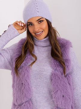 Cap AT  Winter warm hat with braided pattern. On the front an interesting application.
