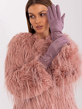 Gloves AT  Elegant women\'s gloves made from a combination of two different materials. Thumb and index finger with an embroidered flower, allowing you 