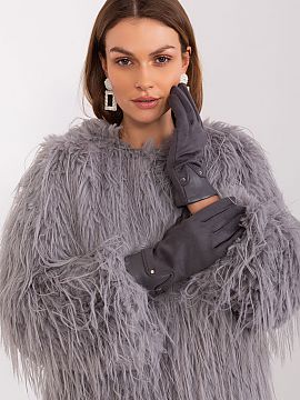 Gloves AT  Elegant women\'s gloves made from a combination of two different materials. Thumb and index finger with an embroidered flower, allowing you 