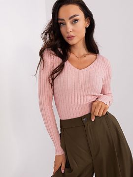 Jumper Factory Price  This ribbed women\'s sweater is the perfect choice for everyday styling. Made of pleasant viscose, it guarantees comfort while the ribbed pa