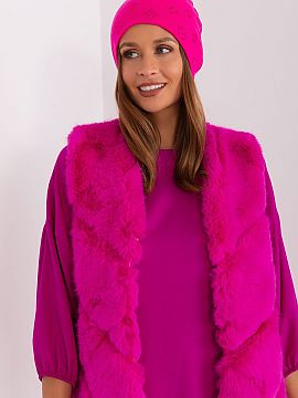 Cap AT  Warm winter women\'s beanie hat with cashmere, with decorative rhinestone application.