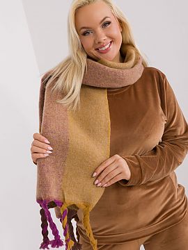 Shawl AT  This long scarf with decorative stripes and interesting patterns is the perfect addition to your autumn-winter closet. Made of durable polye