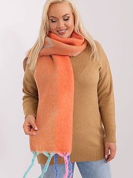 Shawl AT  This long scarf with decorative stripes and interesting patterns is the perfect addition to your autumn-winter closet. Made of durable polye