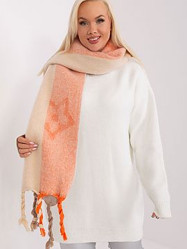 Shawl AT  This long scarf with decorative stripes and interesting patterns is the perfect addition to your autumn-winter closet. Made of durable polye