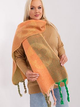 Shawl AT  This long scarf with decorative stripes and interesting patterns is the perfect addition to your autumn-winter closet. Made of durable polye