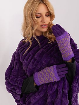 Gloves AT  Smooth women\'s gloves with additional knitted insulation that can be pulled off. The gloves have an embroidered flower on the index finger,
