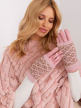 Gloves AT  Smooth women\'s gloves with additional knitted insulation that can be pulled off. The gloves have an embroidered flower on the index finger,