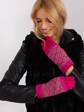 Gloves AT  Smooth women\'s gloves with additional knitted insulation that can be pulled off. The gloves have an embroidered flower on the index finger,