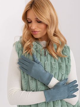 Gloves AT  Elegant women\'s gloves made of smooth insulated material. Index finger with an embroidered flower, allowing you to operate your phone witho