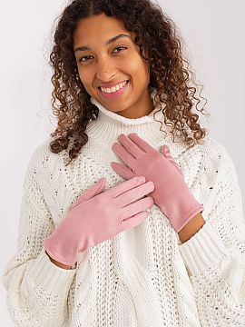 Gloves AT  Elegant women\'s gloves made of smooth insulated material. Index finger with an embroidered flower, allowing you to operate your phone witho