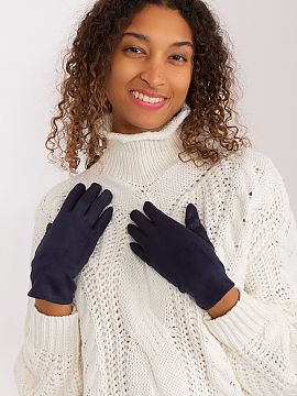 Gloves AT  Elegant women\'s gloves made of smooth insulated material. Index finger with an embroidered flower, allowing you to operate your phone witho