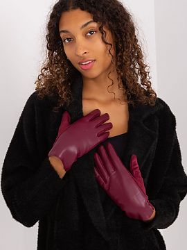 Gloves AT  Elegant women\'s gloves made from a combination of two different materials. The index finger with an embroidered flower, allowing you to ope