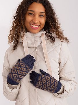 Gloves AT  Smooth women\'s gloves with additional knitted insulation that can be pulled off. The gloves have an embroidered flower on the index finger,