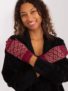 Gloves AT  Smooth women\'s gloves with additional knitted insulation that can be pulled off. The gloves have an embroidered flower on the index finger,