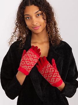 Gloves AT  Smooth women\'s gloves with additional knitted insulation that can be pulled off. The gloves have an embroidered flower on the index finger,