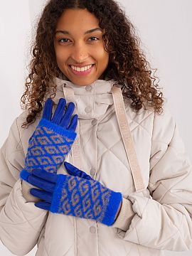 Gloves AT  Smooth women\'s gloves with additional knitted insulation that can be pulled off. The gloves have an embroidered flower on the index finger,