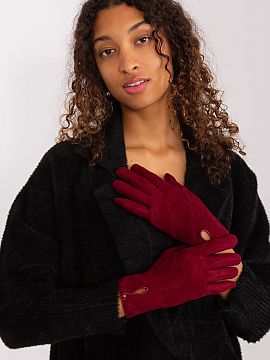 Gloves AT  Elegant women\'s gloves made of insulated fabric in a decorative geometric pattern. At the wrists a cutout with a button closure. Index fing