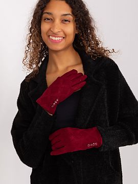 Gloves AT  Elegant women\'s gloves made of fabric with a decorative geometric pattern. At the wrists decorative coated buttons. Index finger with embro