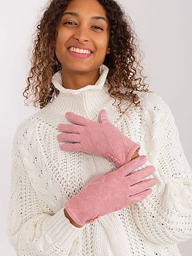 Gloves AT  Elegant women\'s gloves made of fabric with a decorative geometric pattern. At the wrists decorative buttons. Index finger with an embroider