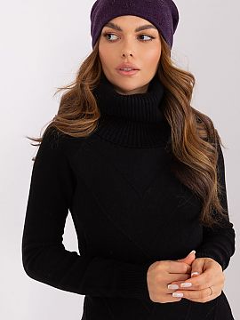 Cap AT  Warm winter women\'s beanie hat with cashmere, with decorative rhinestone application.