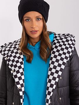 Cap AT  Warm winter women\'s beanie hat with cashmere, with decorative rhinestone application.