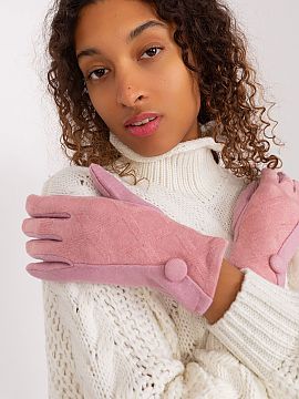 Gloves AT  Elegant women\'s gloves made of insulated fabric in a decorative geometric pattern. At the wrists decorative coated buttons. Index finger wi