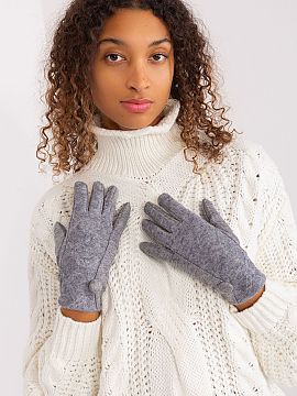 Gloves AT  Elegant women\'s gloves made of insulated fabric in a decorative geometric pattern. At the wrists decorative coated buttons. Index finger wi