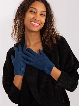 Gloves AT  Elegant women\'s gloves made of insulated fabric in a decorative geometric pattern. At the wrists decorative coated buttons. Index finger wi