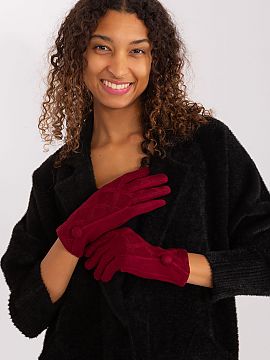 Gloves AT  Elegant women\'s gloves made of insulated fabric in a decorative geometric pattern. At the wrists decorative coated buttons. Index finger wi