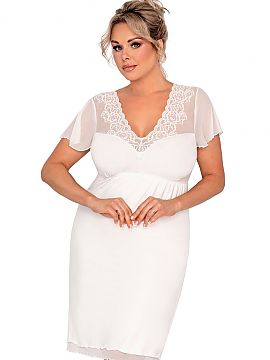 Nightshirt Donna  Full of grace and subtle exquisiteness Ivana Plus shirt. Loose tulle sleeves, arranged in airy ruffles. The shoulders and neckline are shrou