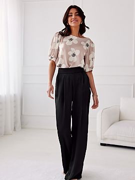 Women trousers Roco Fashion  Elsa pants are made of fine satin fabric, which provides incredible wearing comfort, but also adds elegance to any outfit. The pants have lo