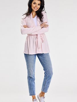 Cardigan awama  A cute, loose sweater with a shawl collar, perfect for spring and summer evenings. It is a straight cut product, which comes with a belt mad