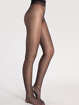Tights Fiore  Thin tights that are a combination of diagonal accents and mesh, such as in cabaret with a large mesh, black classic, are a great fashion ch