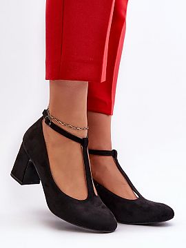 Block heel pumps Step in style  Women\'s pumps made of eco-suede are the perfect footwear for women who value style and comfort. Stable block heel. A delicate strap at the 