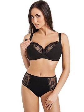Nursing bra Teyli  Cotton nursing bra, black made of cotton with the addition of Lycra fiber. This is a soft bra, that is, a soft, underwired bra with a higher
