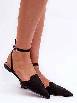 Ballet flats Step in style  Women\'s ballerinas made of eco-suede are an elegant and stylish choice for any occasion. They are characterized by pointed toes. They faste