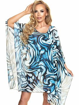 Beach tunic Irall  An airy and delicate tunic made of patterned chiffon. Perfect for the beach and beyond. Inserted through the head. Quick-drying. Made in Pol