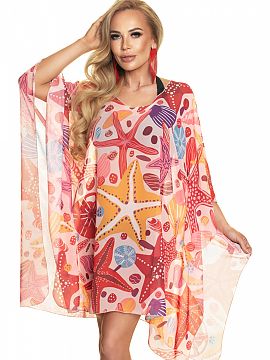 Beach tunic Irall  An airy and delicate tunic made of patterned chiffon. Perfect for the beach and beyond. Inserted through the head. Quick-drying. Made in Pol