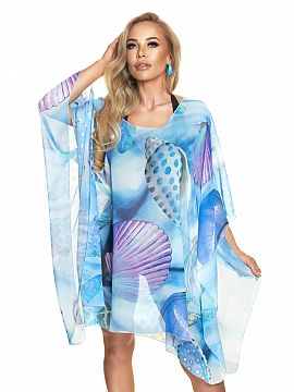 Beach tunic Irall  An airy and delicate tunic made of patterned chiffon. Perfect for the beach and beyond. Inserted through the head. Quick-drying. Made in Pol