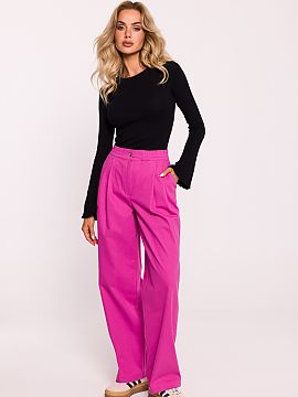 Trousers Moe  Stylish women\'s pants made of high-quality cotton fabric. They are characterized by wide legs that provide comfort and an elegant look, as 