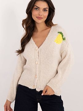 Cardigan Italy Moda  Women\'s casual sweater ideal for everyday occasions. It features an original print located on the back and a subtle small print on the fron