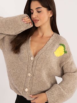 Cardigan Italy Moda  Women\'s casual sweater ideal for everyday occasions. It features an original print located on the back and a subtle small print on the fron