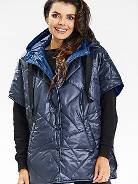 Gilet awama  Kimono vest with a hood fastened with press studs. Elegant kimono vest with hood is a combination of style and functionality. It provides a 