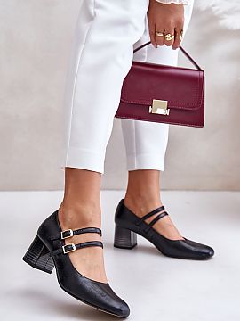 Block heel pumps Step in style  Elegant women\'s pumps from the Laura Messi brand. Made of high quality natural leather. Set on a heel in the form of a post. This model is 