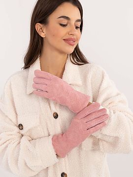 Gloves AT  Elegant women\'s gloves made of insulated fabric in a decorative geometric pattern. The index finger with an embroidered flower, allowing yo