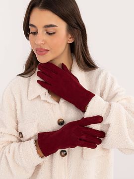 Gloves AT  Elegant women\'s gloves made of insulated fabric in a decorative geometric pattern. The index finger with an embroidered flower, allowing yo