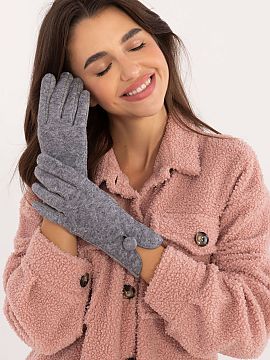 Gloves AT  Elegant women\'s gloves made of insulated smooth material. At the wrists decorative button and slit. The index finger with an embroidered fl